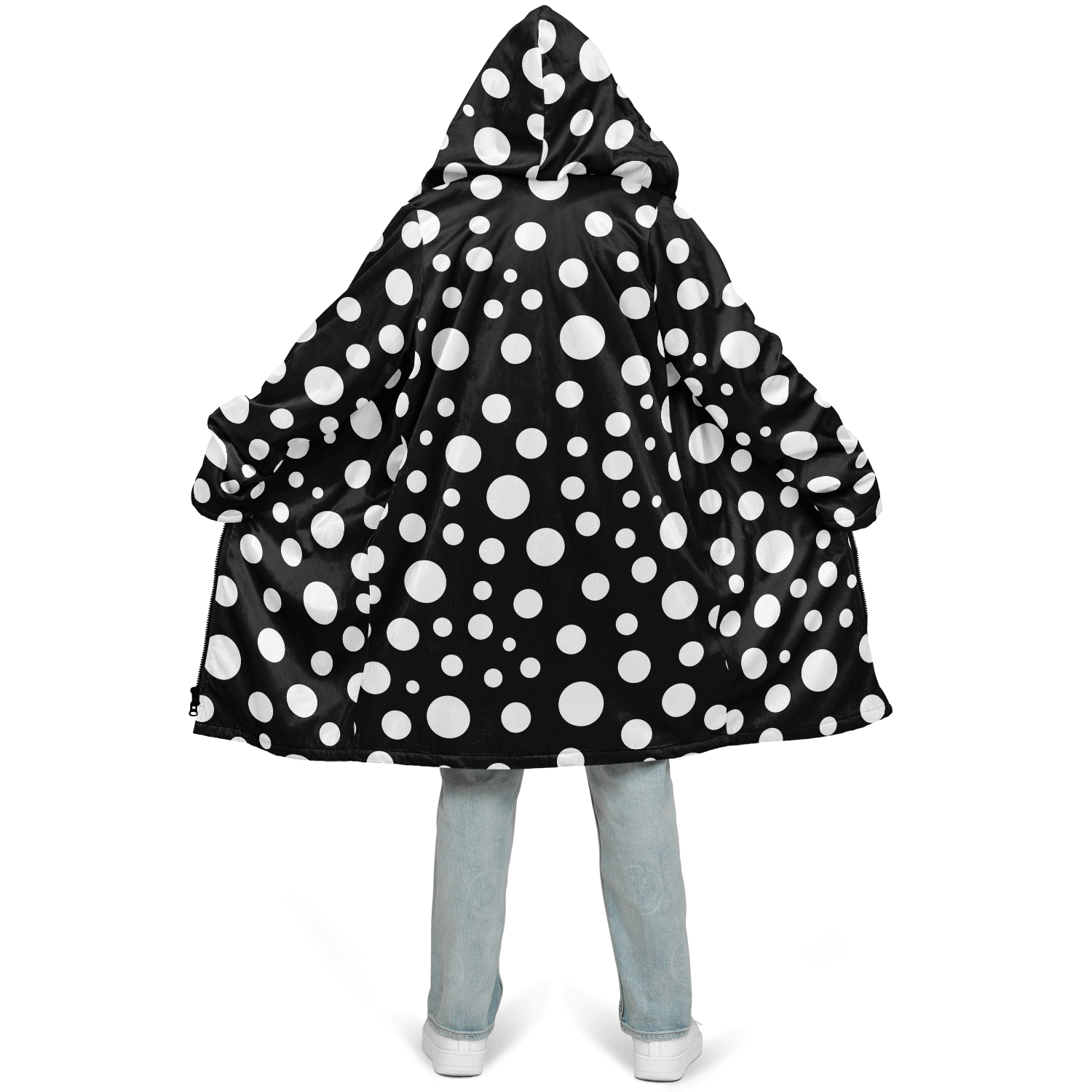 Black & White Polka Dots Cloak With a Zipper