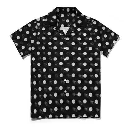 White Dots on a Black Cuban Collar Shirt
