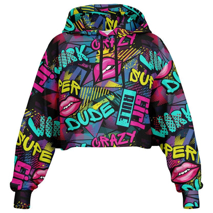 Cropped Hoodie | Pink Hot Lips Pop Art