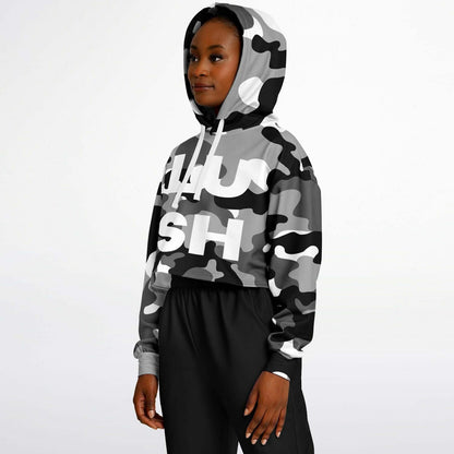 Black & White Camo Cropped Hoodie | LUSH