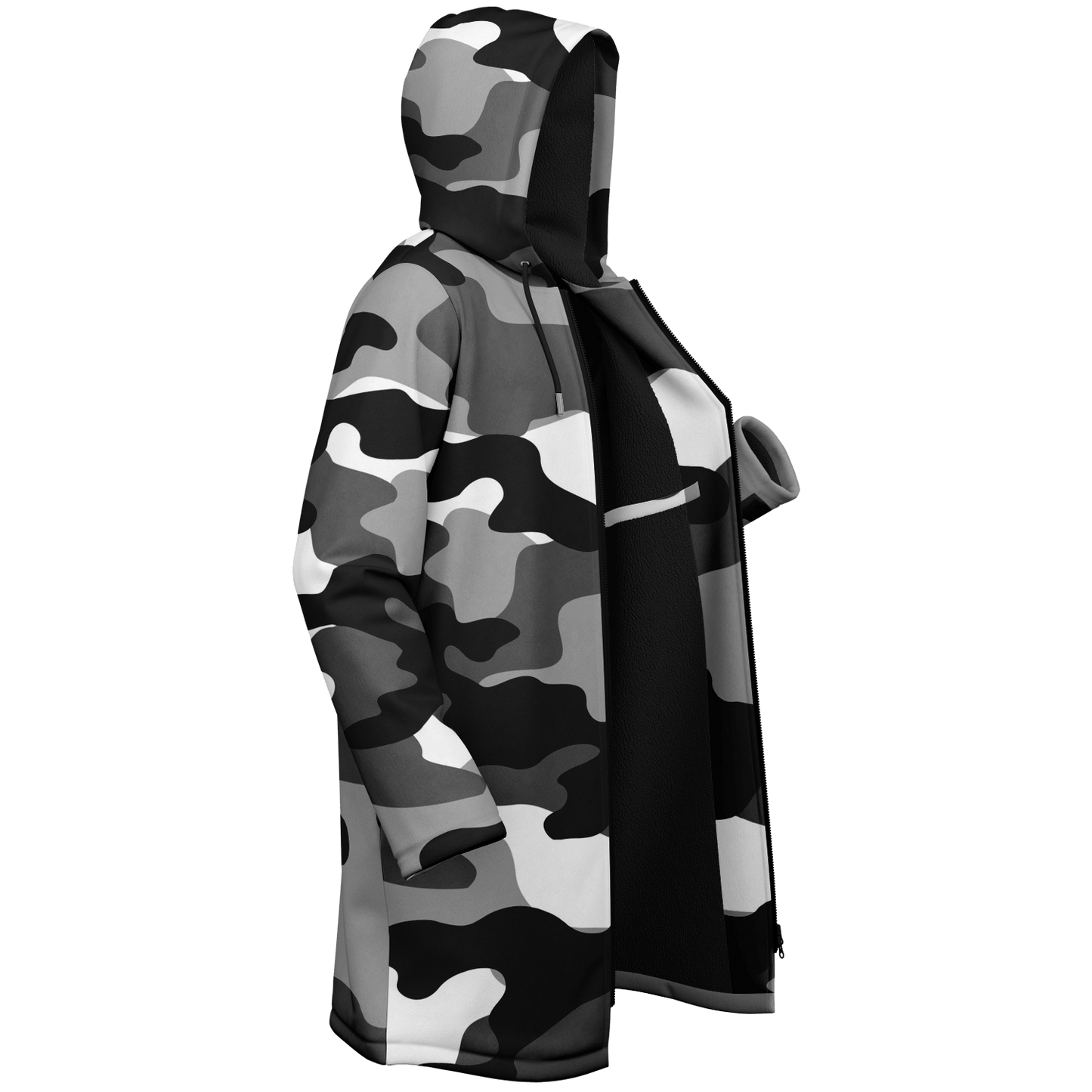 Gray Black & White Camo Cloak With a Zipper