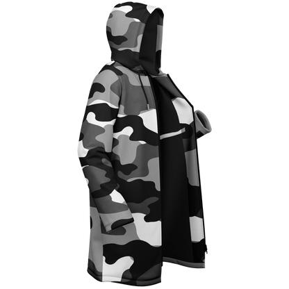 Gray Black & White Camo Cloak With a Zipper