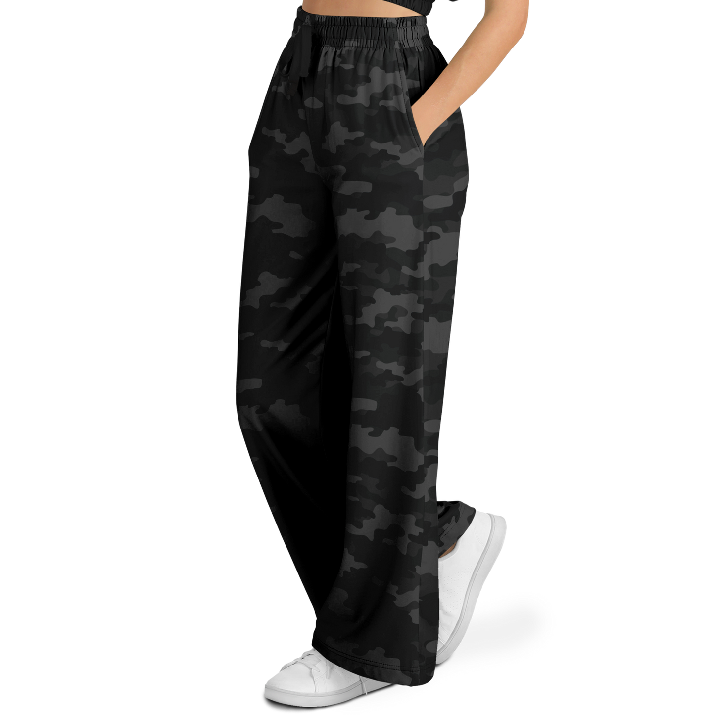 Camo Pants For Women | Wide Leg Military Black