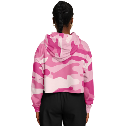 Lavender Pink Camo Cropped Hoodie For Women