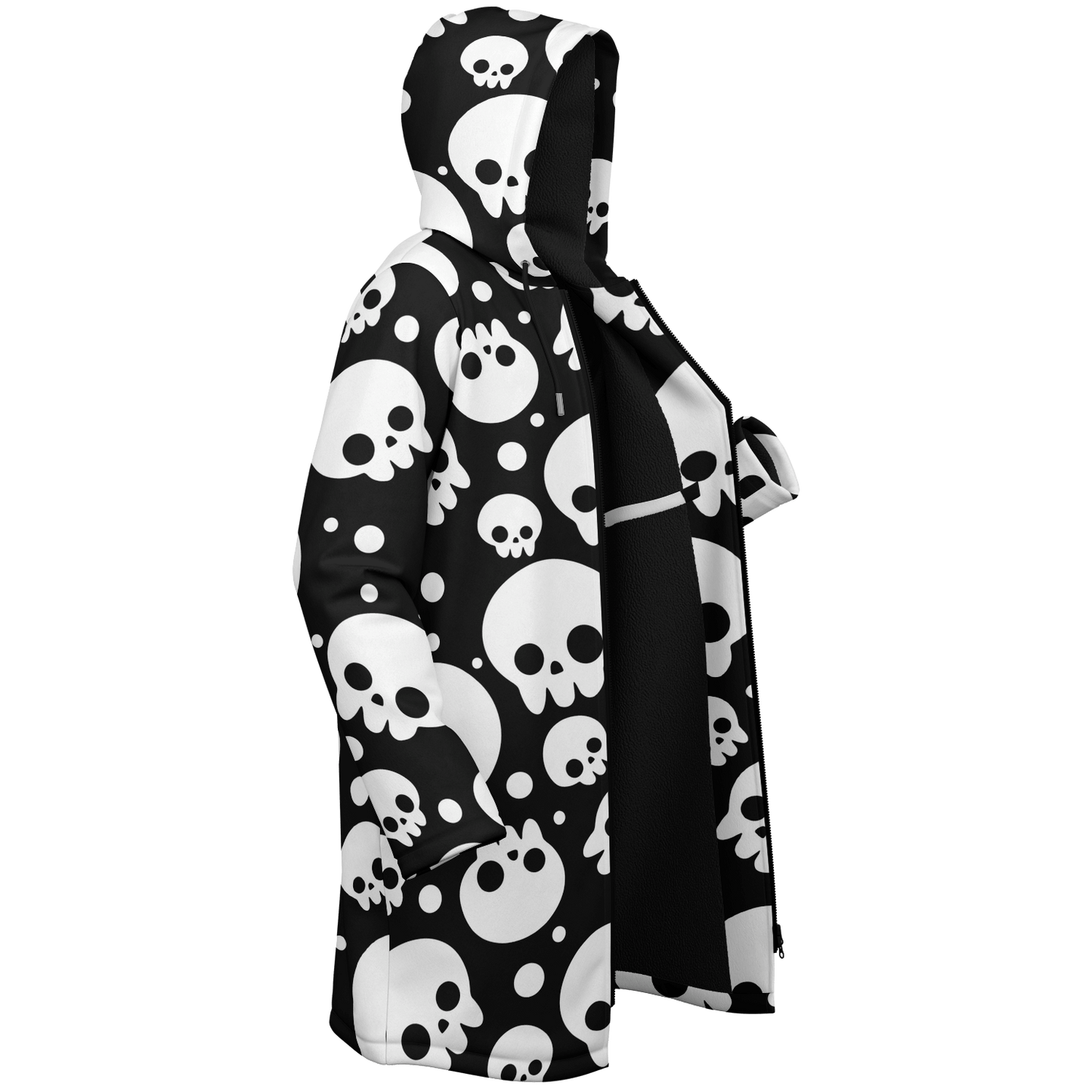 Black & White Skulls Cloak With a Zipper