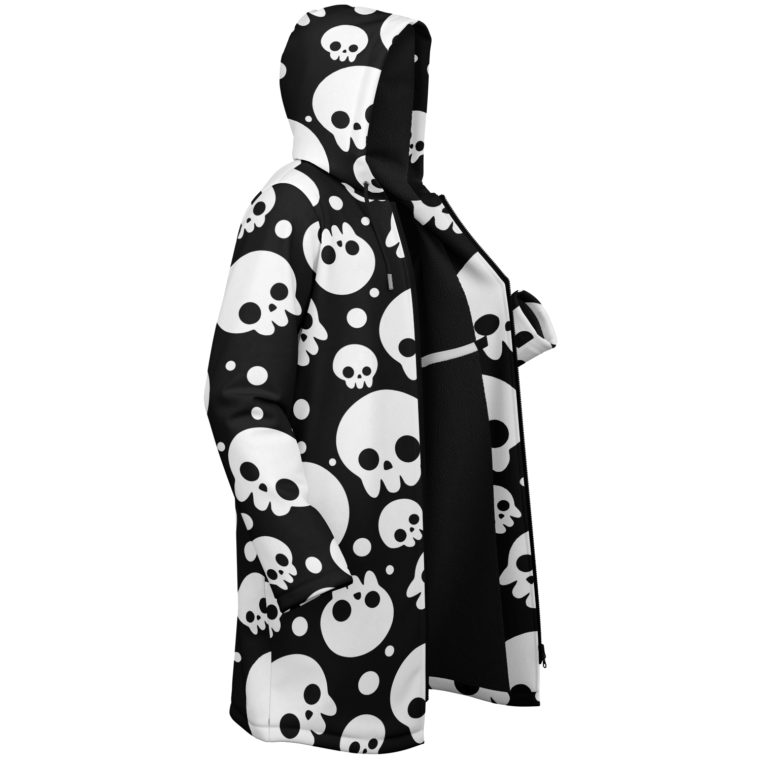 Black & White Skulls Cloak With a Zipper