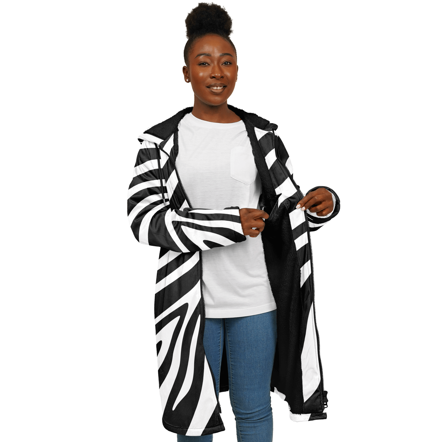 Zebra Zipper Cloak | Unisex HD Black & White