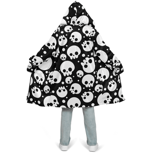 Black & White Skulls Cloak With a Zipper