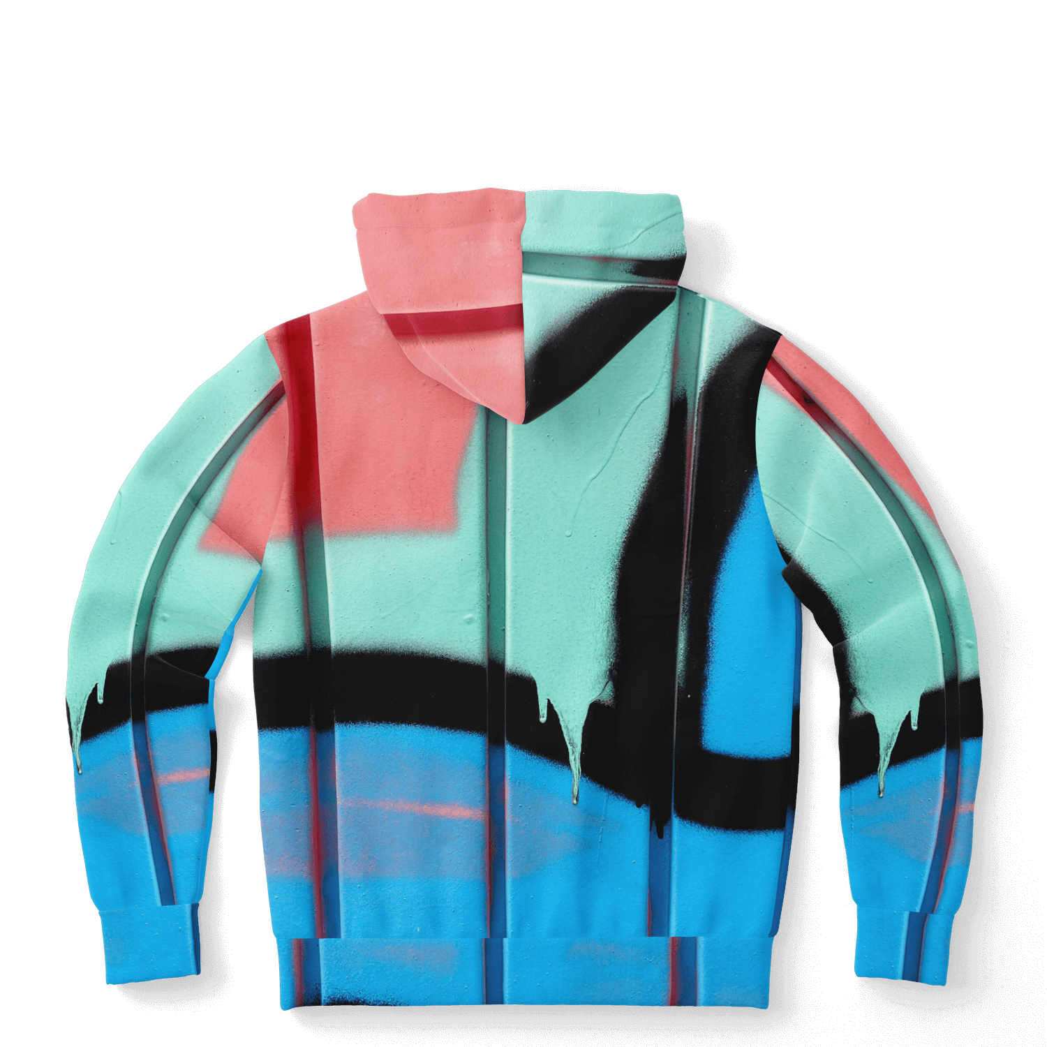 Streetwear Hoodie | Blue, Pink & Mint Green Graffiti Art