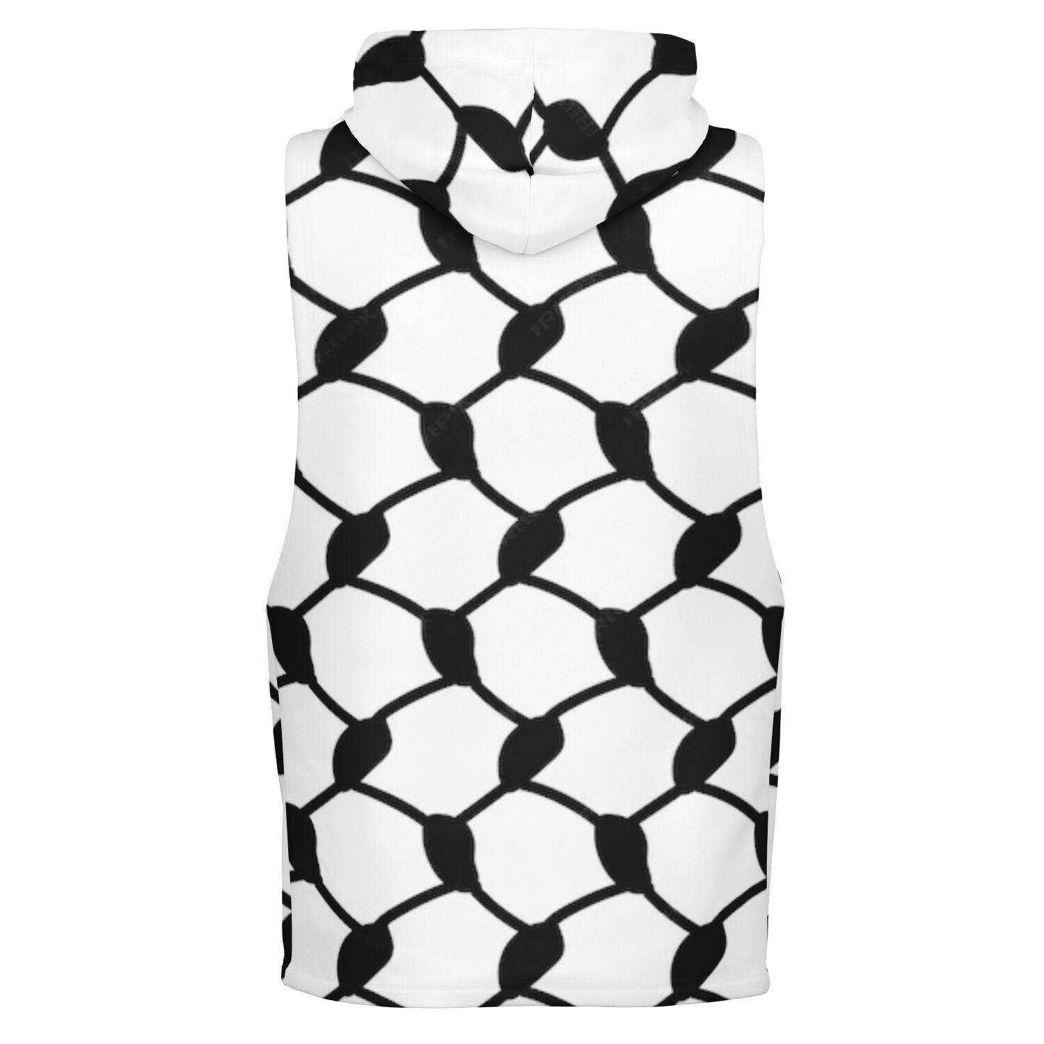 Keffiyeh Sleeveless Hoodie For Men | Black / White HD