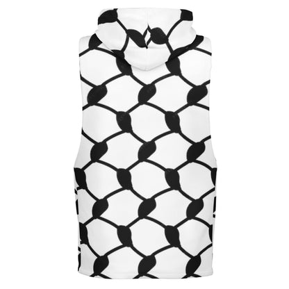 Keffiyeh Sleeveless Hoodie For Men | Black / White HD