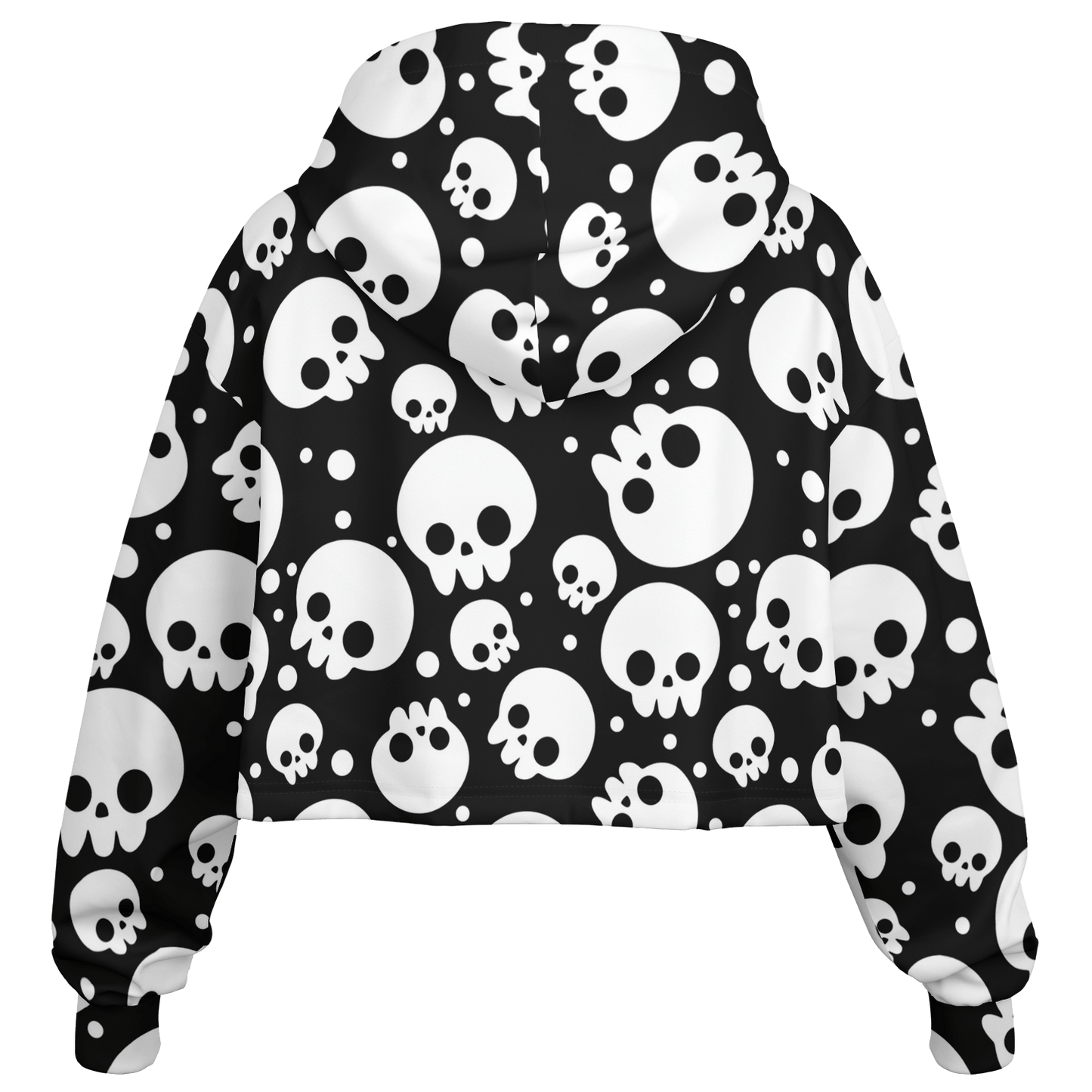 Skulls Cropped Hoodie For Women | Black & White