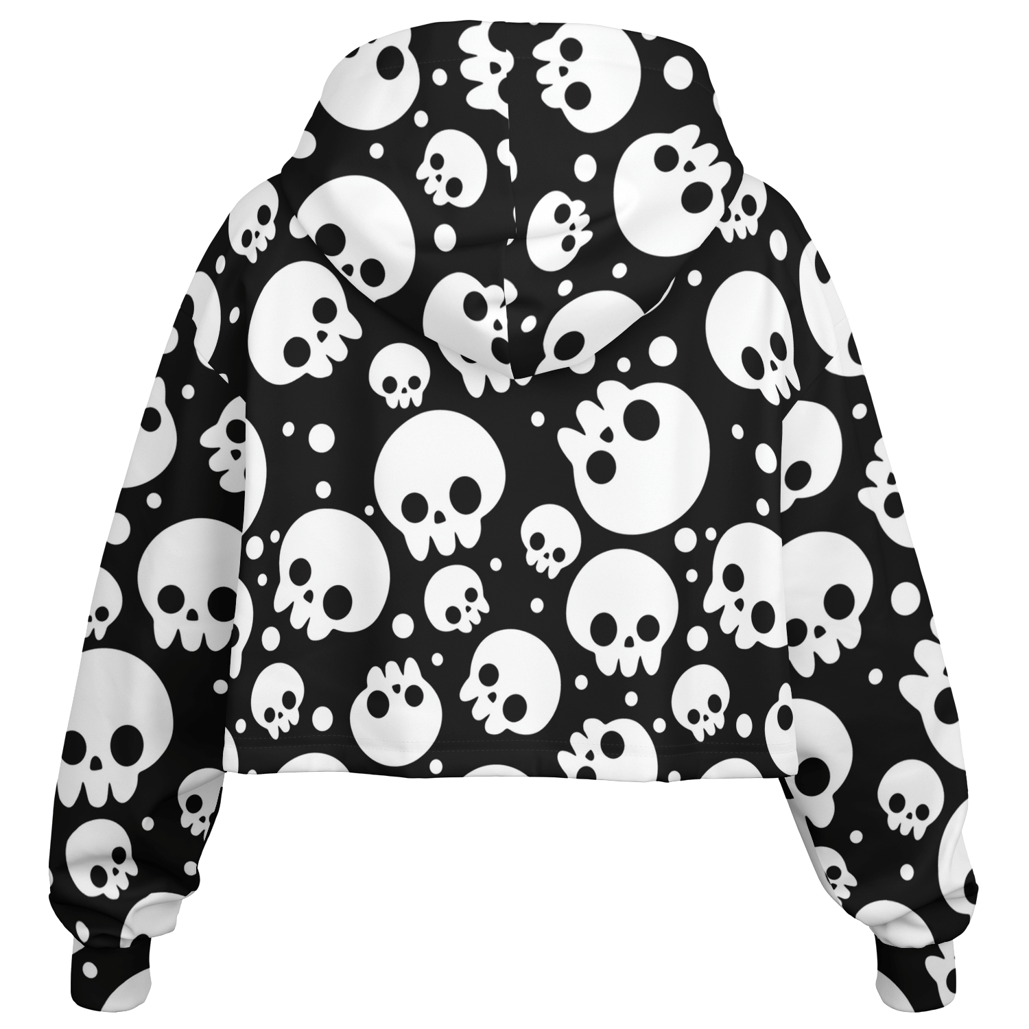 Skulls Cropped Hoodie For Women | Black & White