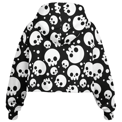 Skulls Cropped Hoodie For Women | Black & White