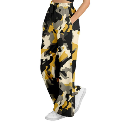 Camo Wide Leg Pants For Women | Military Brown & Black