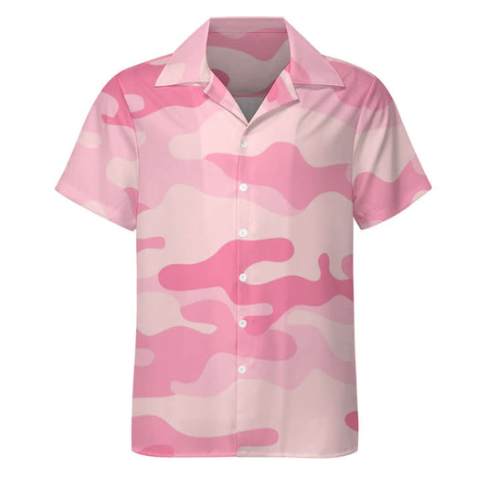 Pink Commando Camo Cuban Collar Shirt