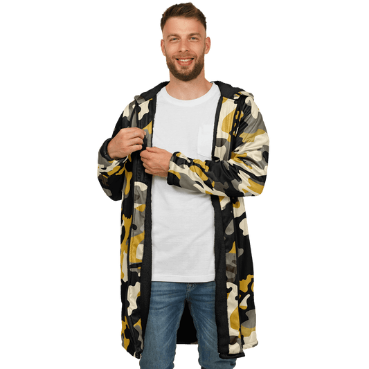 Zippered military brown and black camo cloak