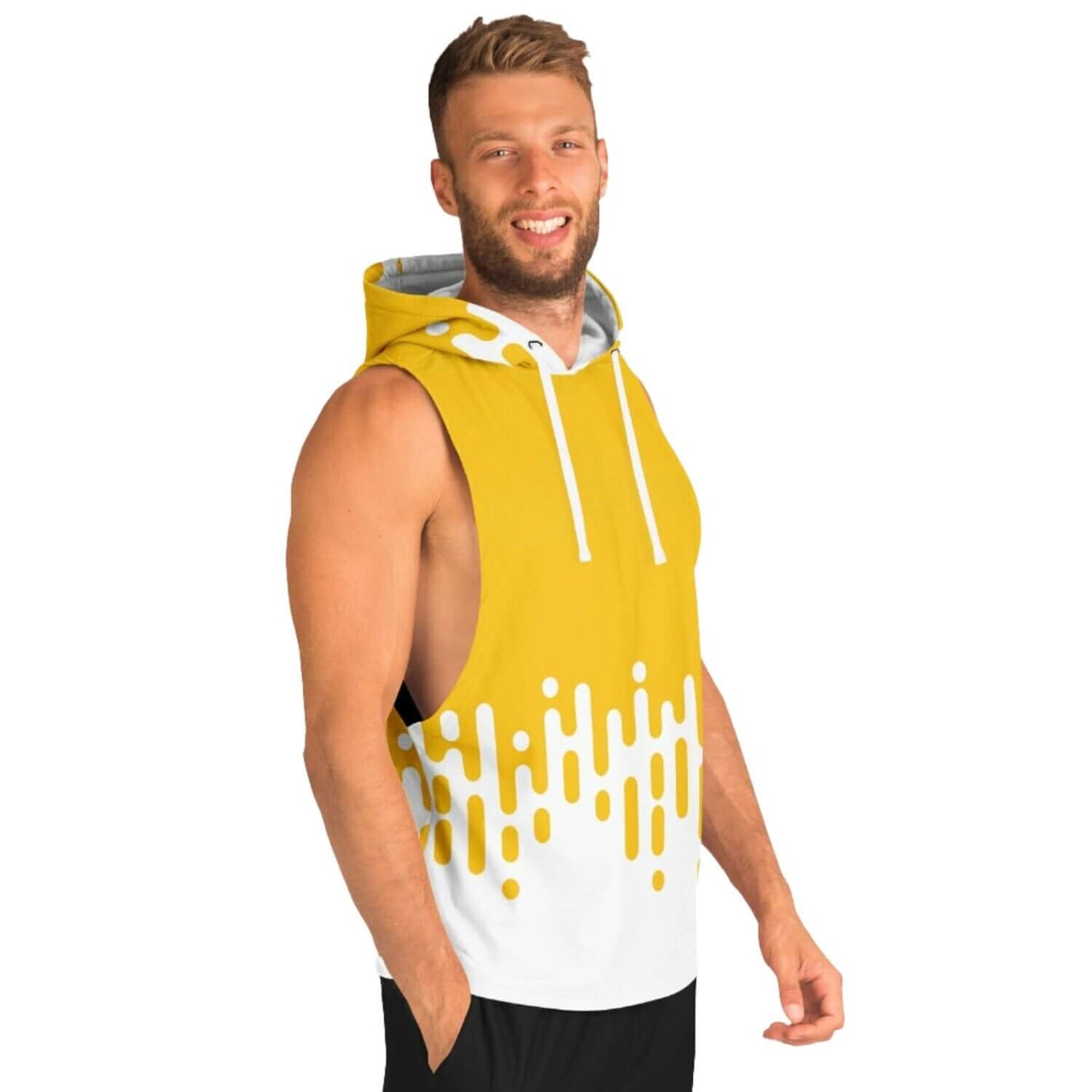 Sleeveless Hoodie | Yellow Mustard White Transition