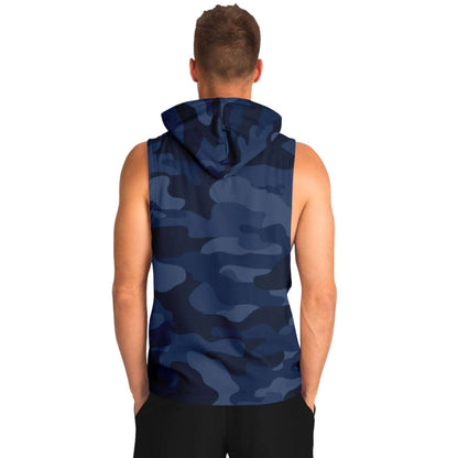 Deep Blue Camouflage Sleeveless Hoodie