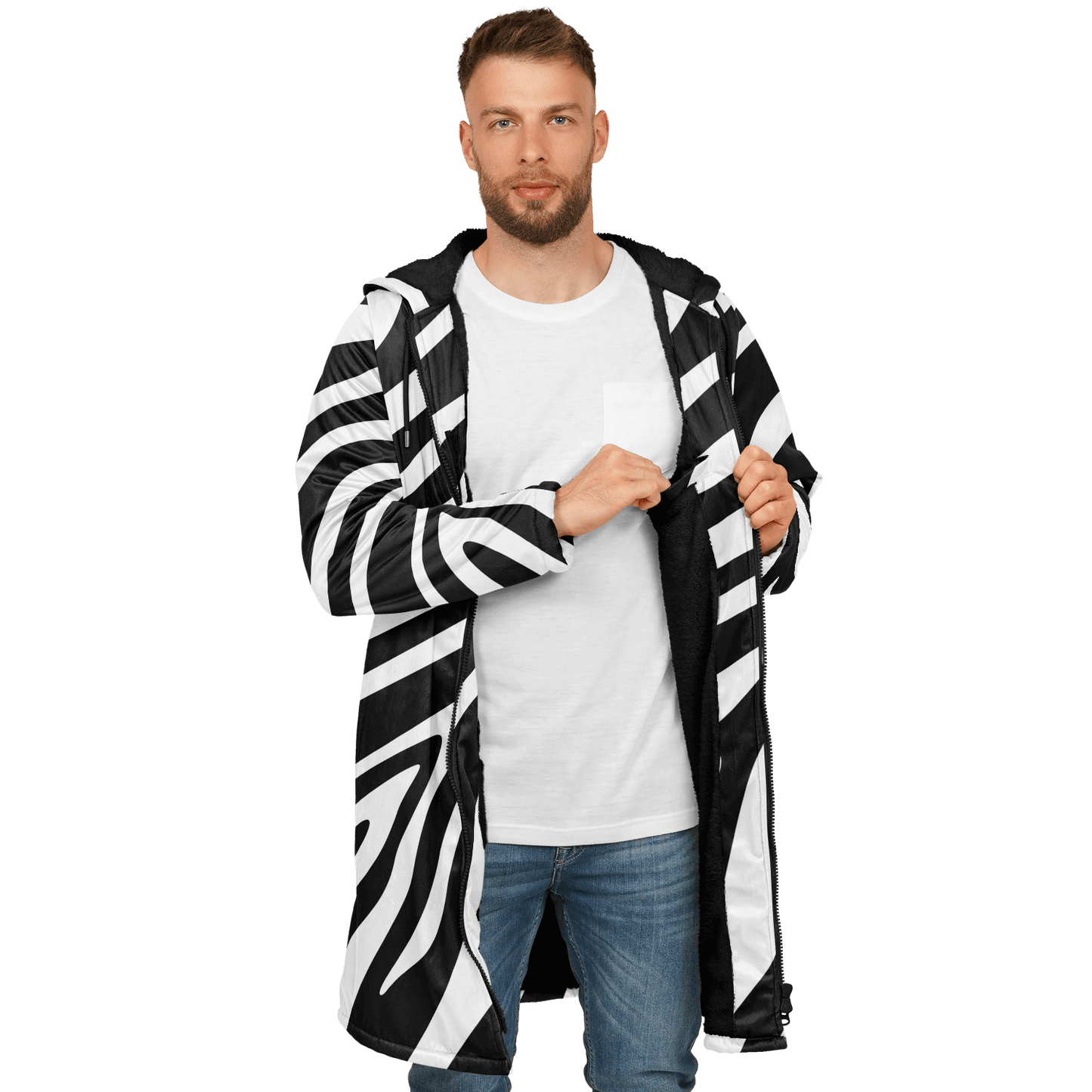 Zebra Zipper Cloak | Unisex HD Black & White