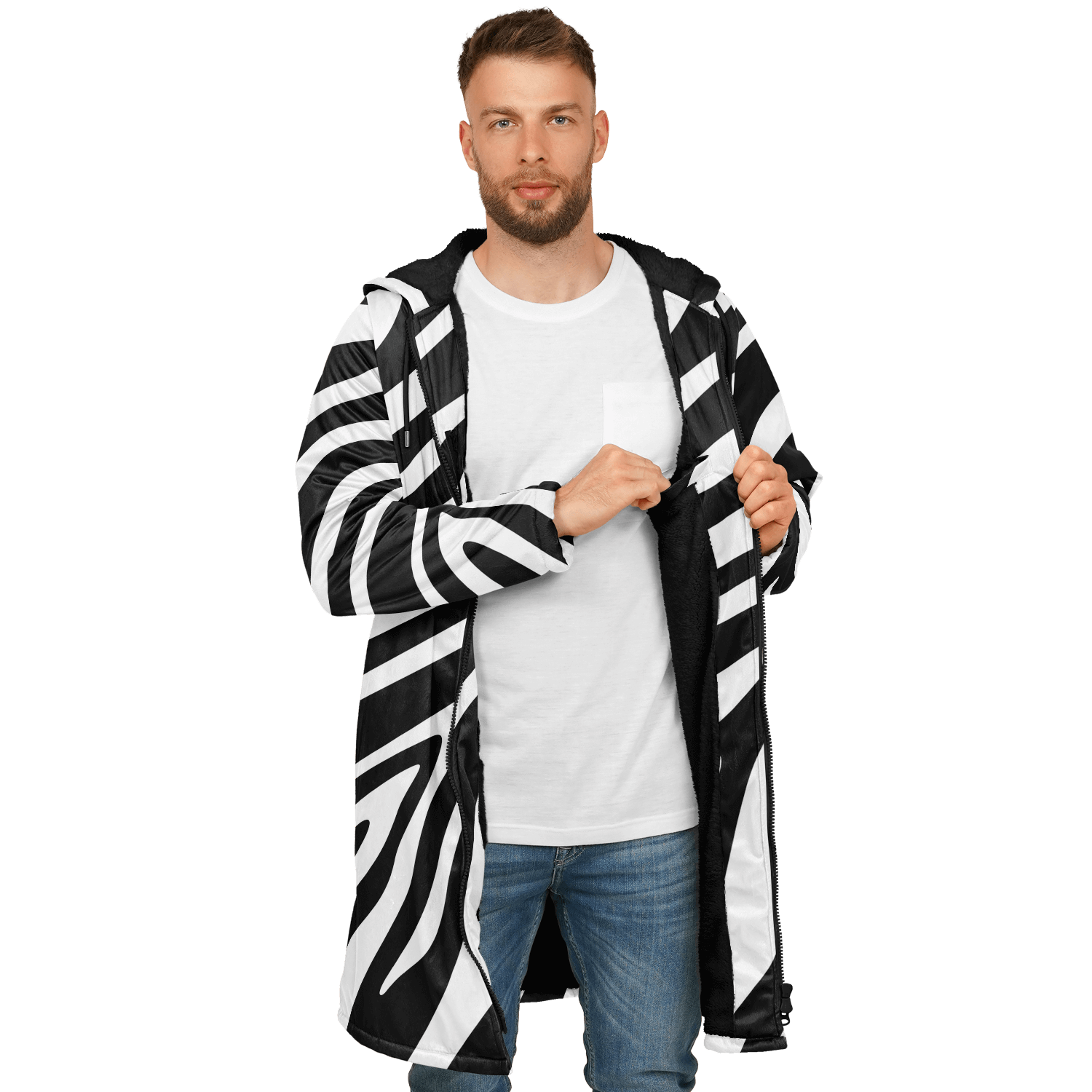 Zebra Zipper Cloak | Unisex HD Black & White