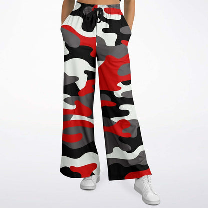 Camo Wide Leg Pants For Women | Milano Red Black & White