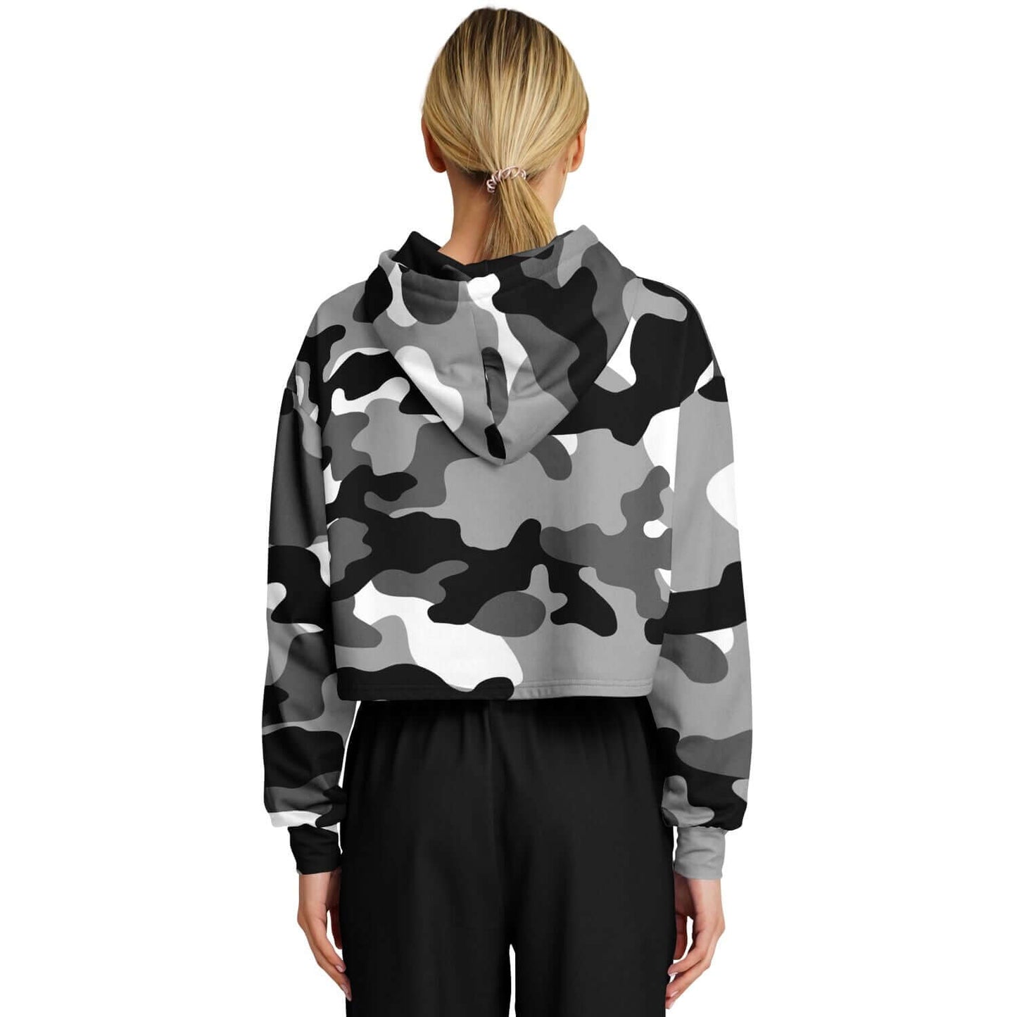 Black & White Camo Cropped Hoodie | LUSH