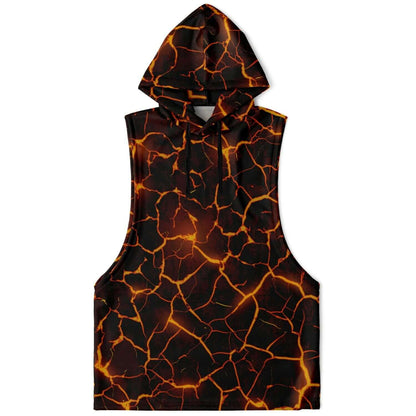 Sleeveless Hoodie For Men | Red Molten Lava