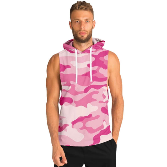 Lavender Pink Sleeveless Camo Hoodie