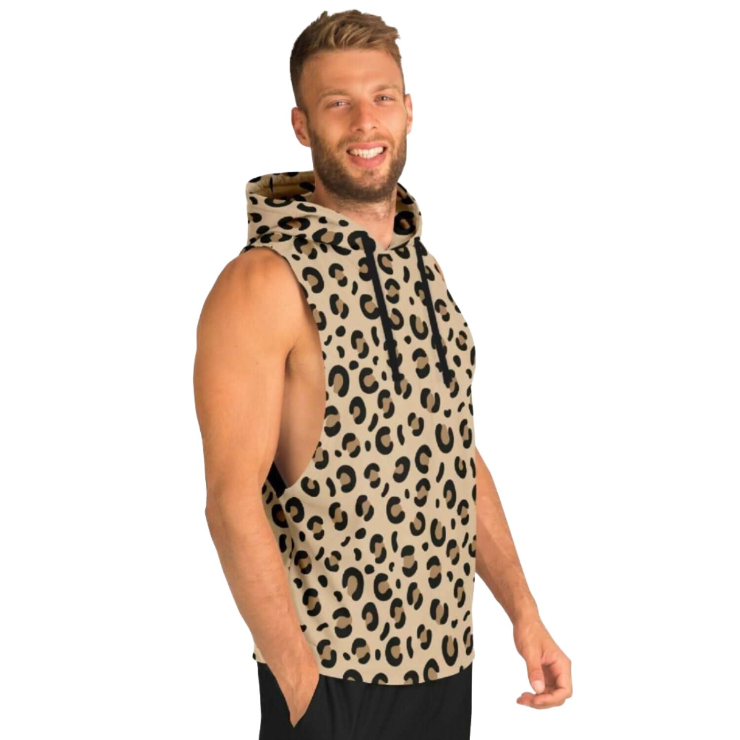 Sleeveless Hoodie For Men | Leopard