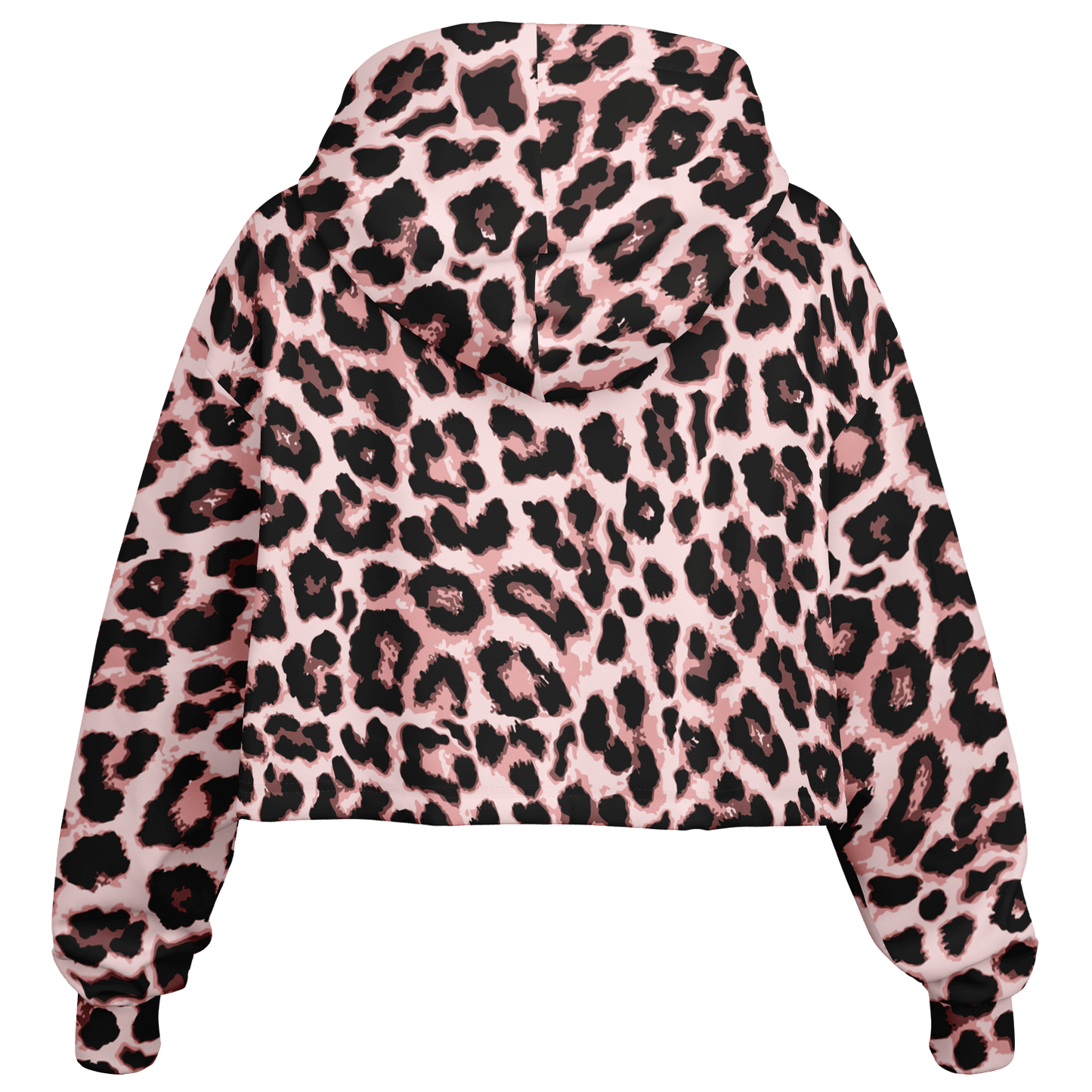 Leopard Cropped Hoodie | Black & Pippin Pattern