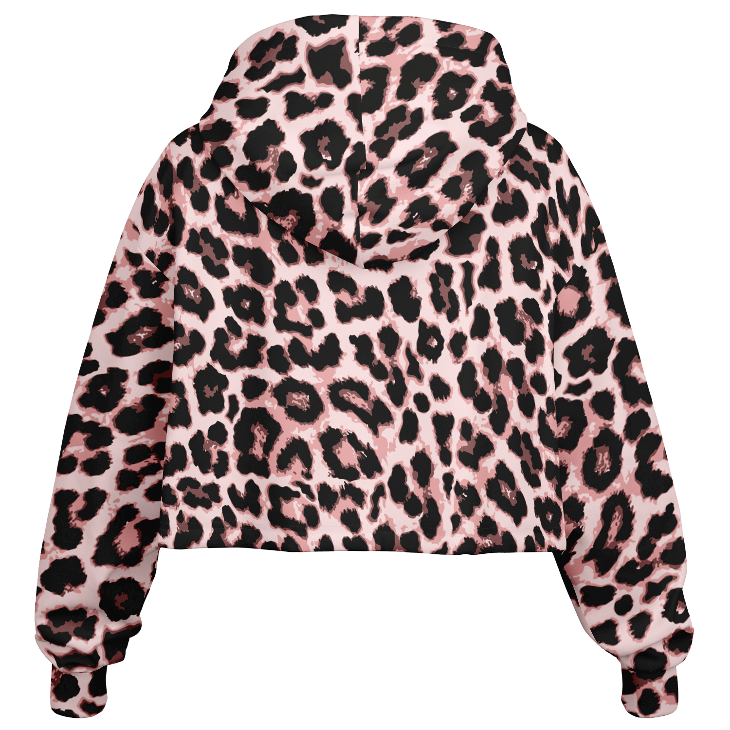 Leopard Cropped Hoodie | Black & Pippin Pattern