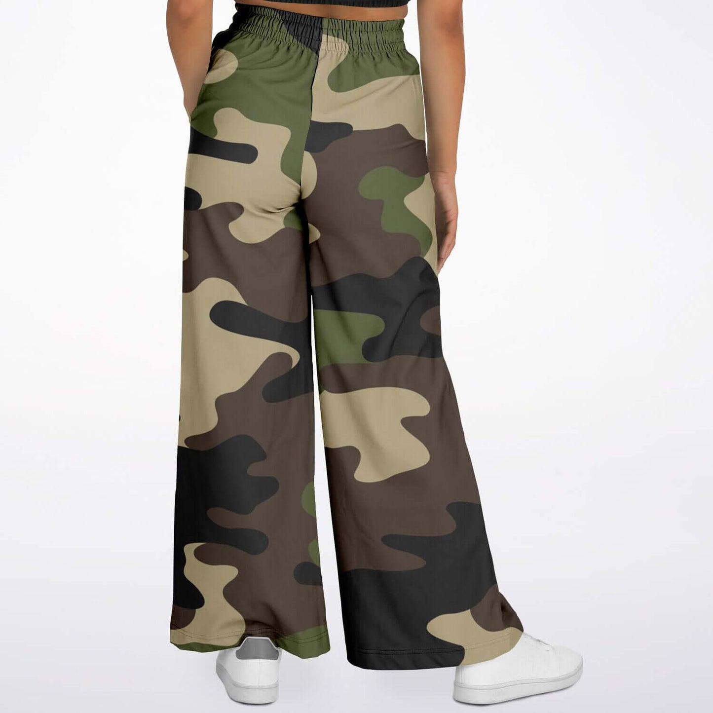 Camo Wide Leg Pants For Women | Olive Green & Brown