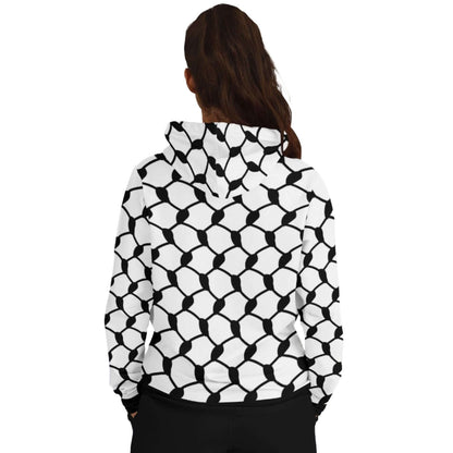 Keffiyeh Hoodie | Unisex | Black & White Large Knots