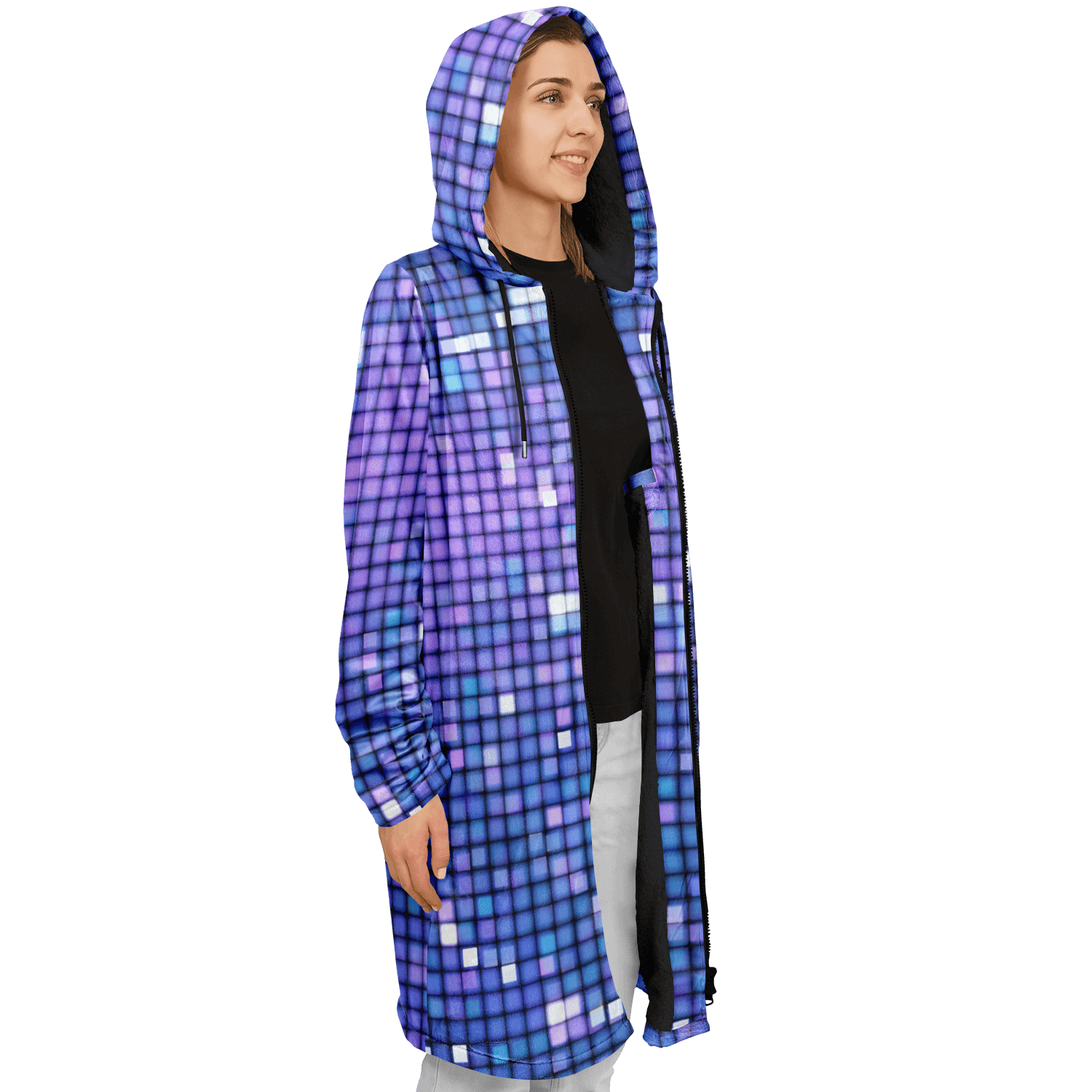 Glittering Blue Disco Ball Cloak With a in Zipper