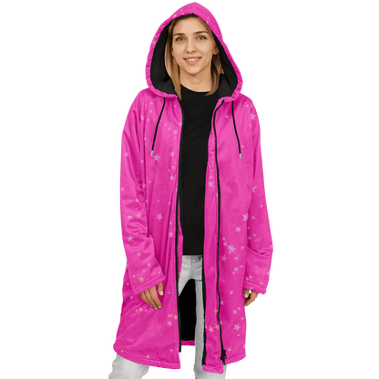 Funky Deep Pink Stars Zipper Cloak | Ribooa