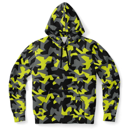 Geometric Camo Hoodie | Black & Yellow