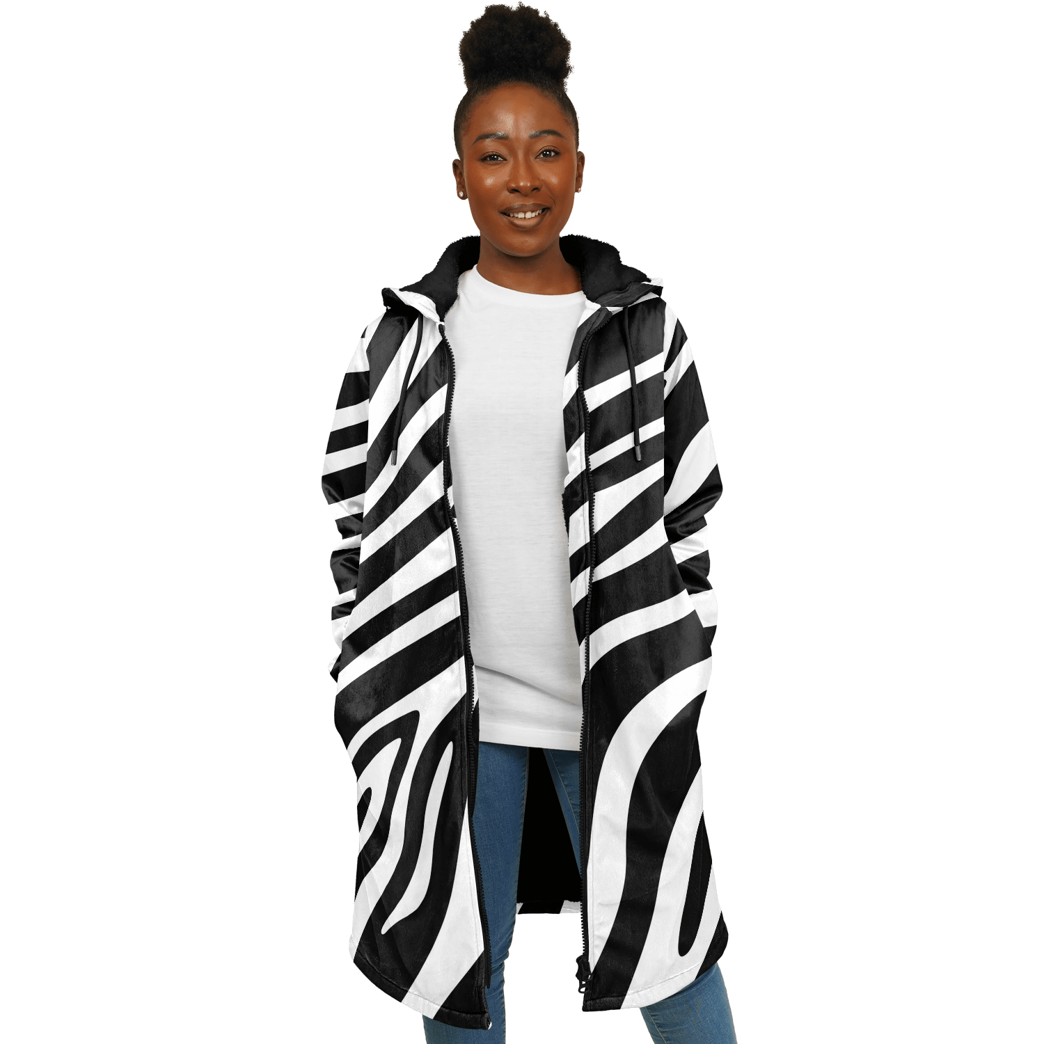 Zebra Zipper Cloak | Unisex HD Black & White