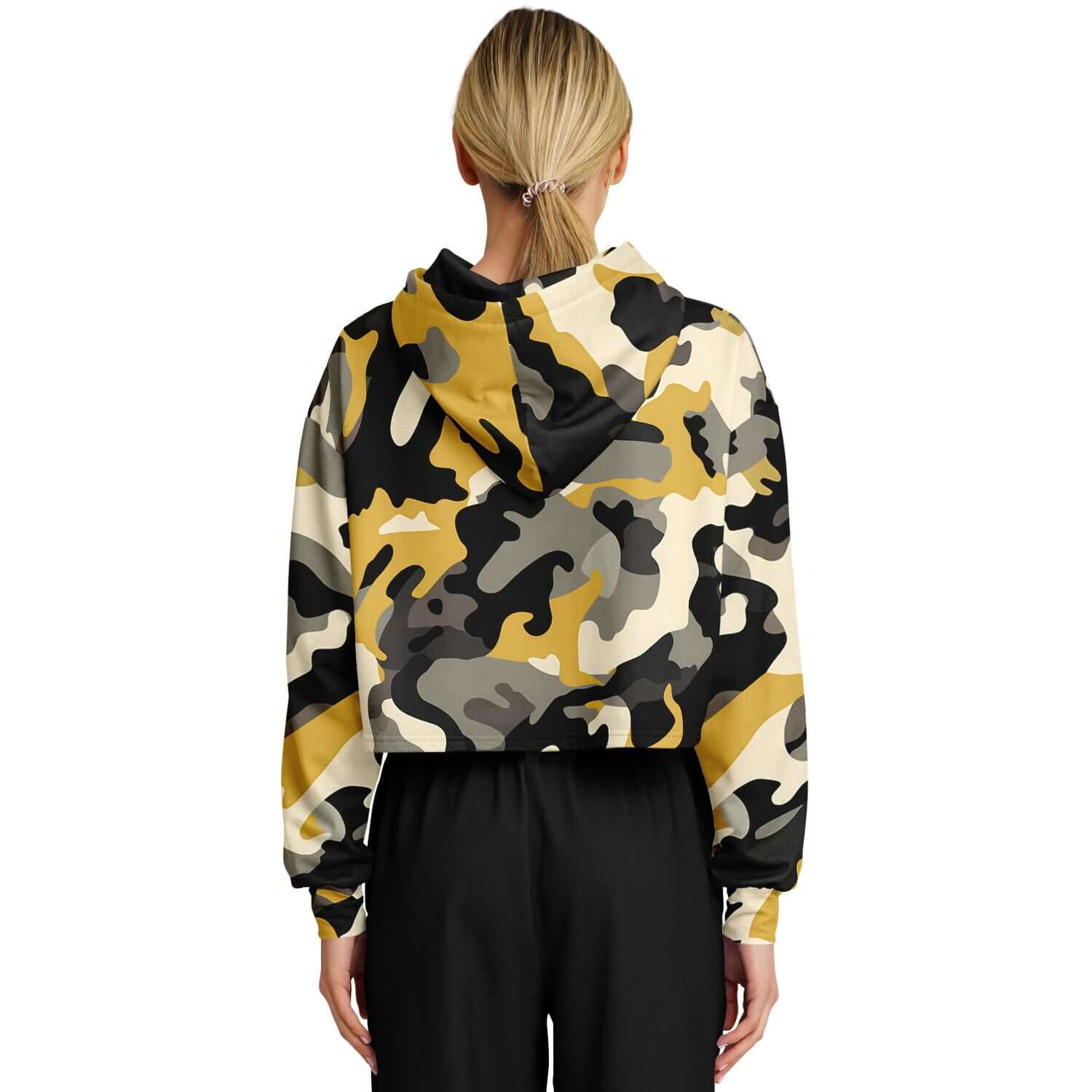 Black & Brown Cropped Camo Hoodie