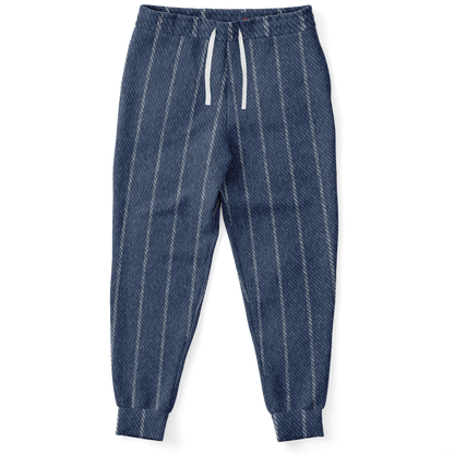 Denim Joggers | Indigo Blue | Pinstriped Fabric Texture