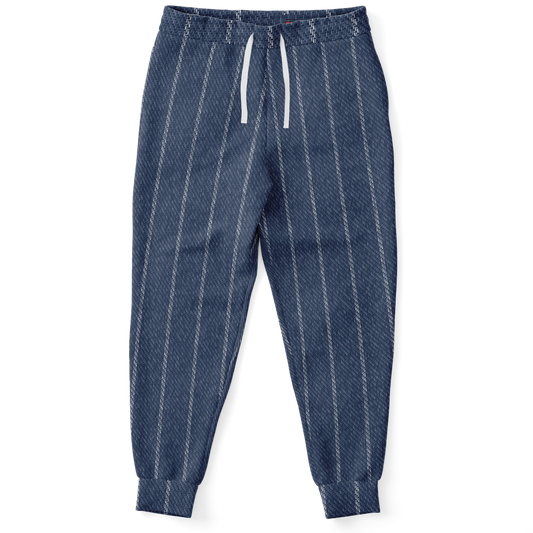 Denim Joggers | Indigo Blue | Pinstriped Fabric Texture