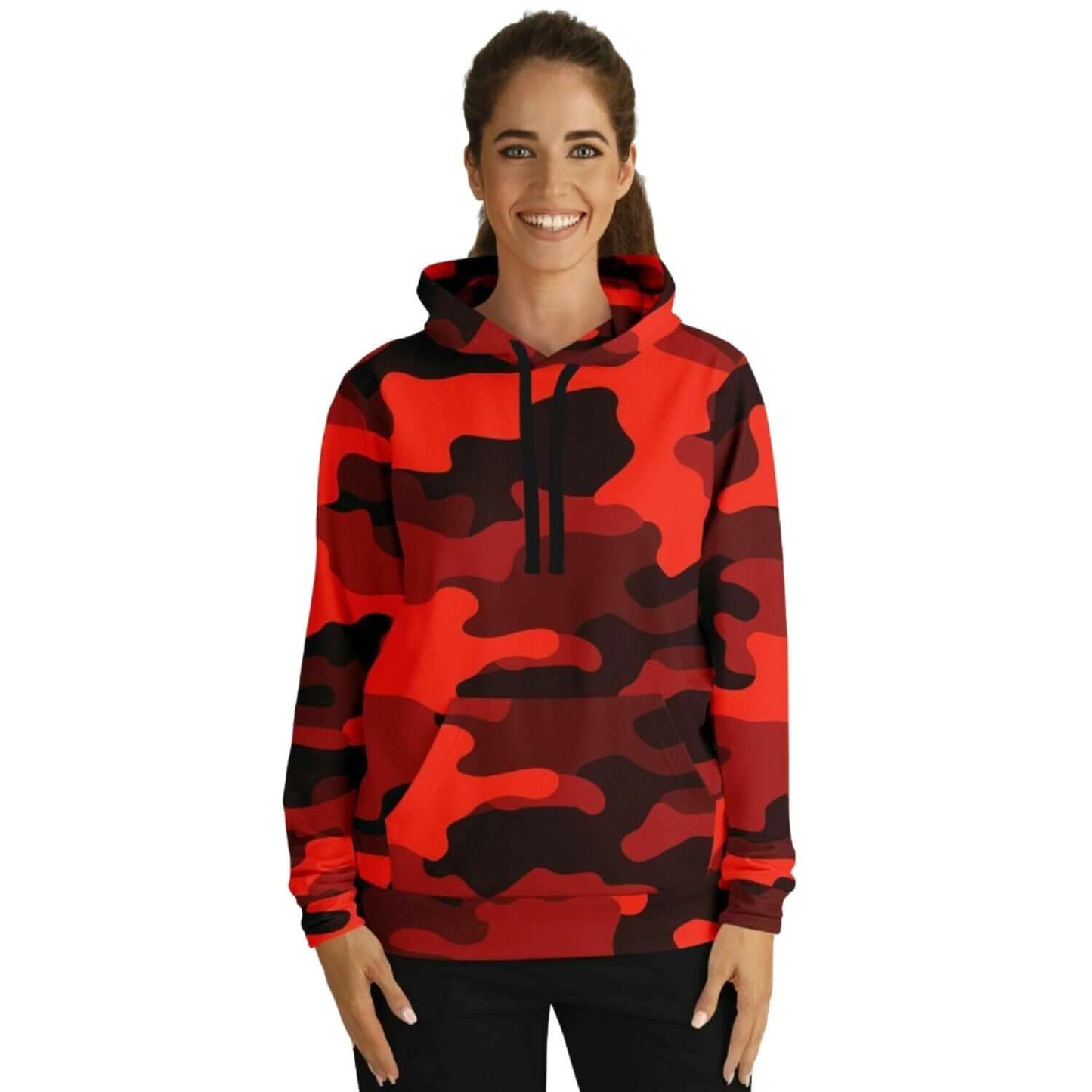 Scarlet Red & Black Camouflage Hoodie | Unisex