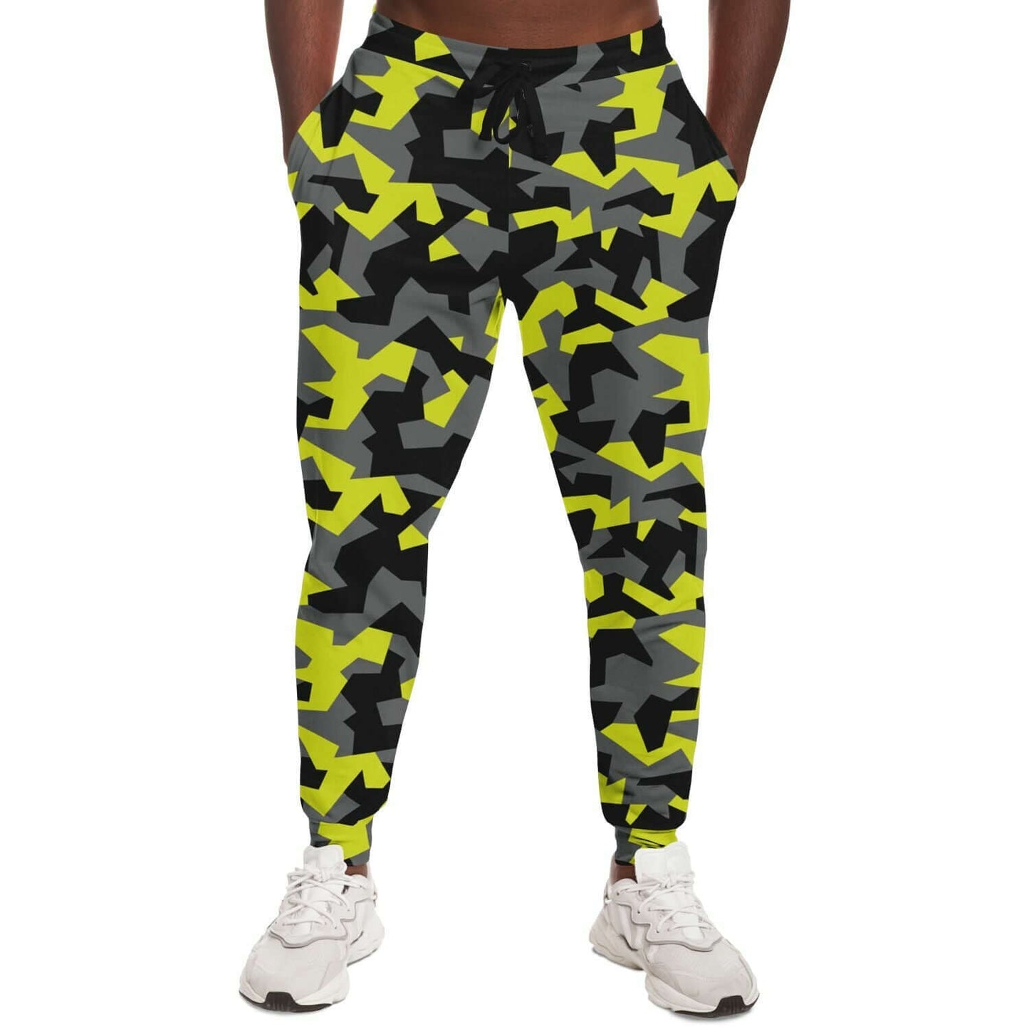 Camo Track Pants | Geometric Black & Yellow