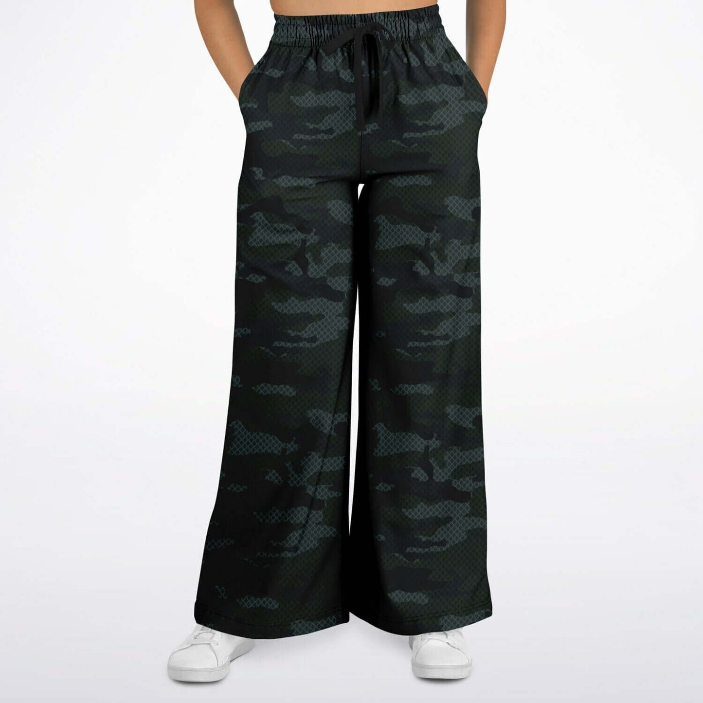 Women's Wide Leg Pants | Military Dark Green Camo