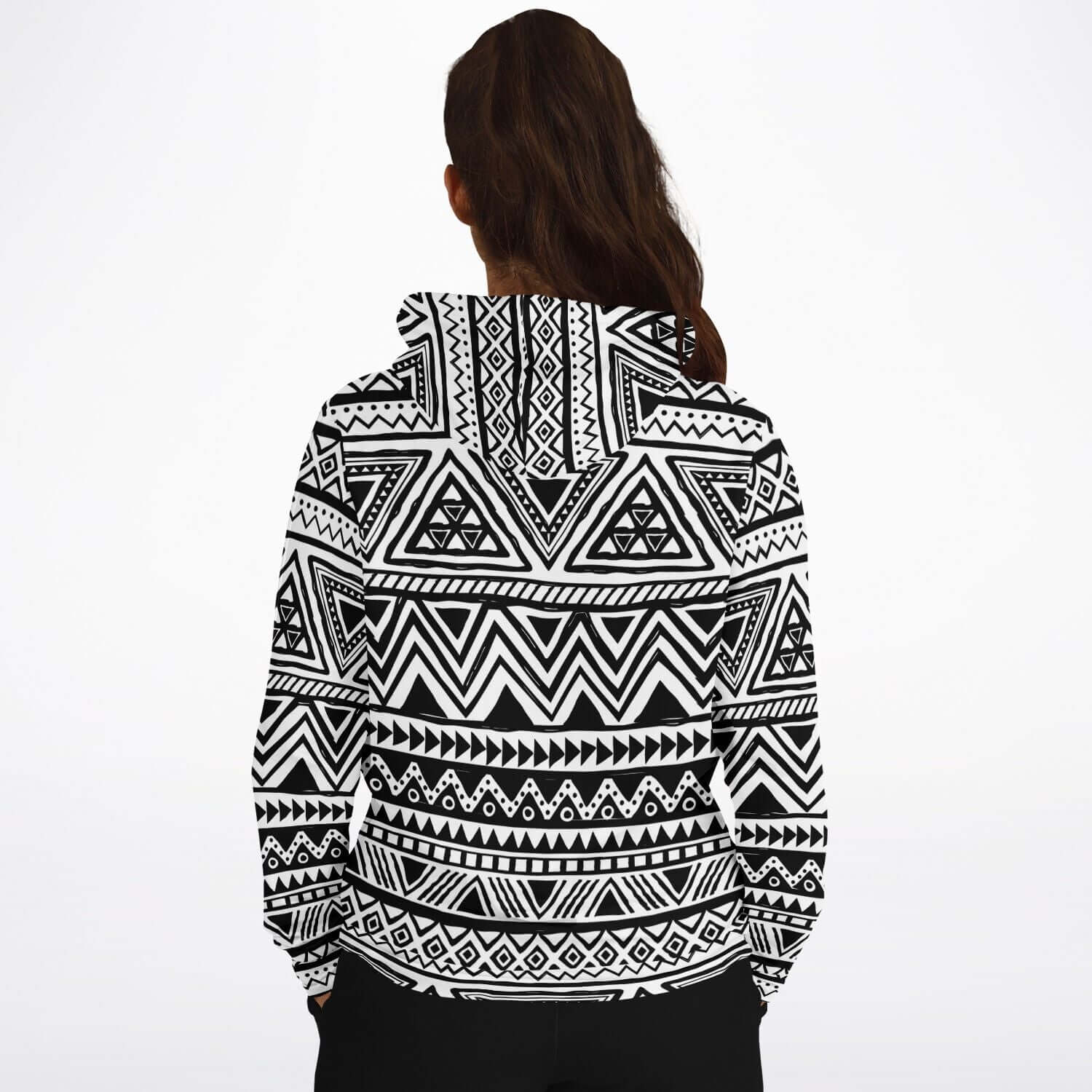 Black & White Tribal Hoodie | Aztec Ethnic Pattern