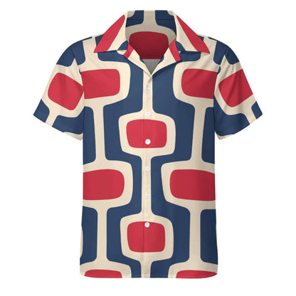 Red & Blue Atomic | Cuban Collar Shirt