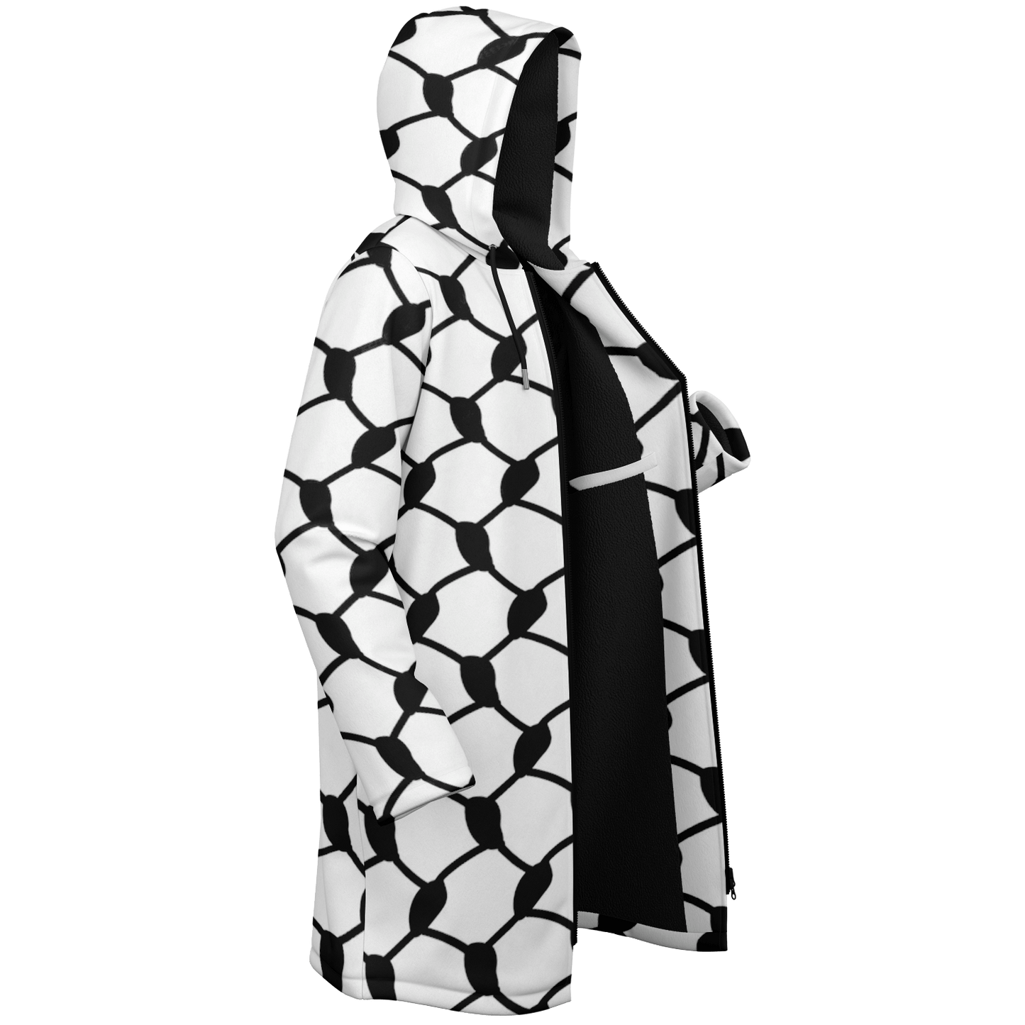 Keffiyeh Cloak With a Zipper | Black & White HD Print