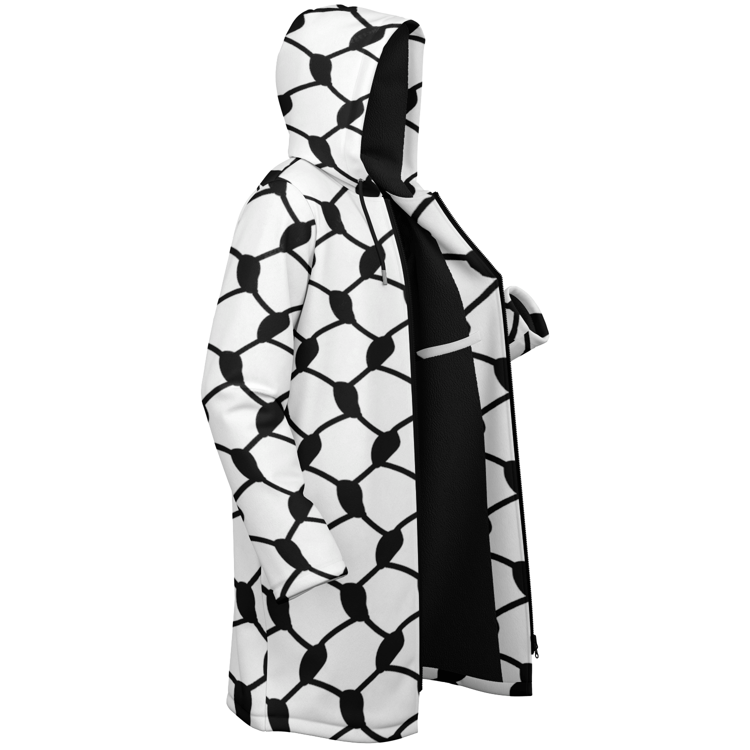 Keffiyeh Cloak With a Zipper | Black & White HD Print