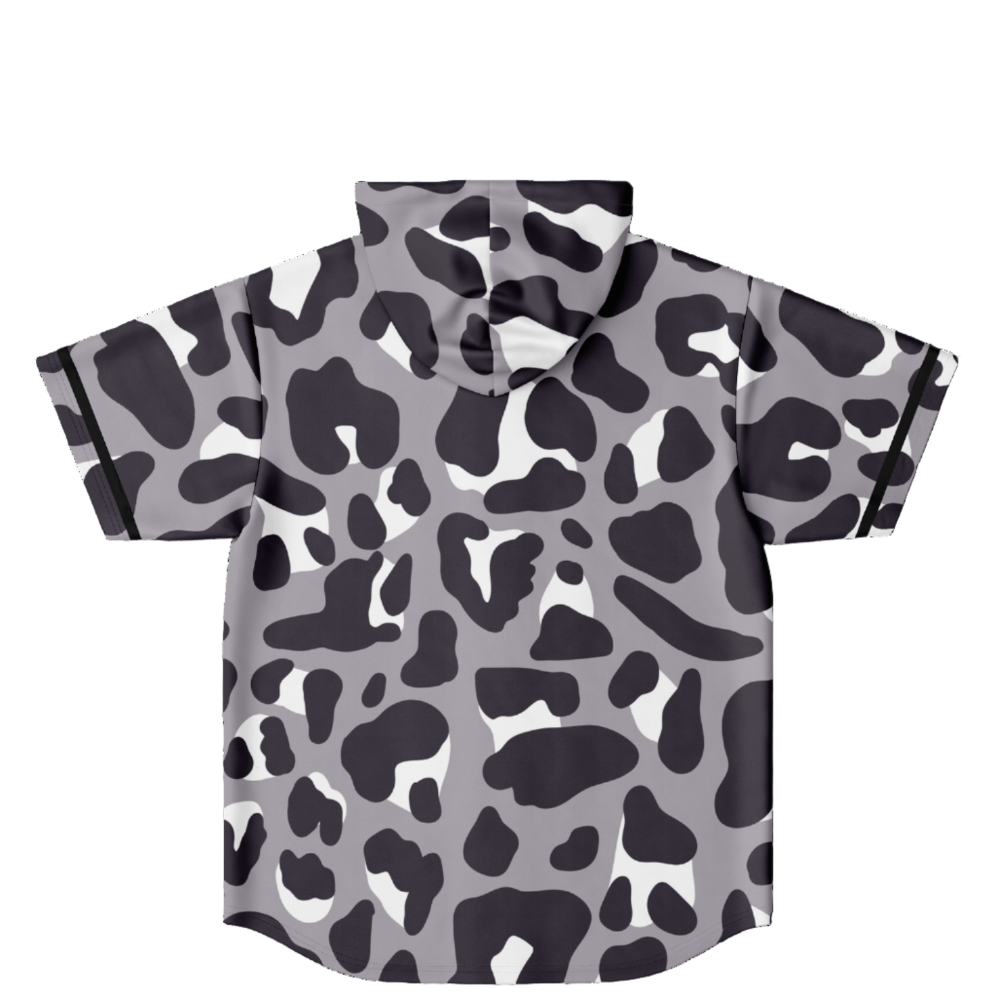 Hooded Baseball Jersey | Monochrome Leopard