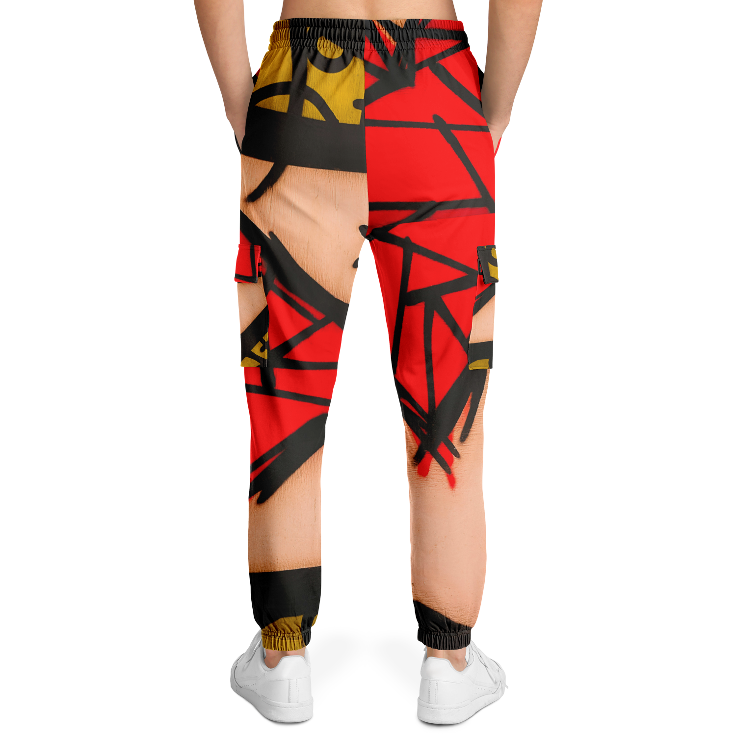 Abstract Red Cargo Sweatpants | HD Print